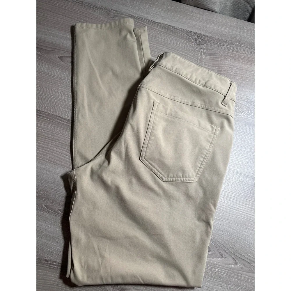 Lululemon Mens Commission‎ Slim Fit Warpstreme Pants Tan Khaki 34x32 Activewear